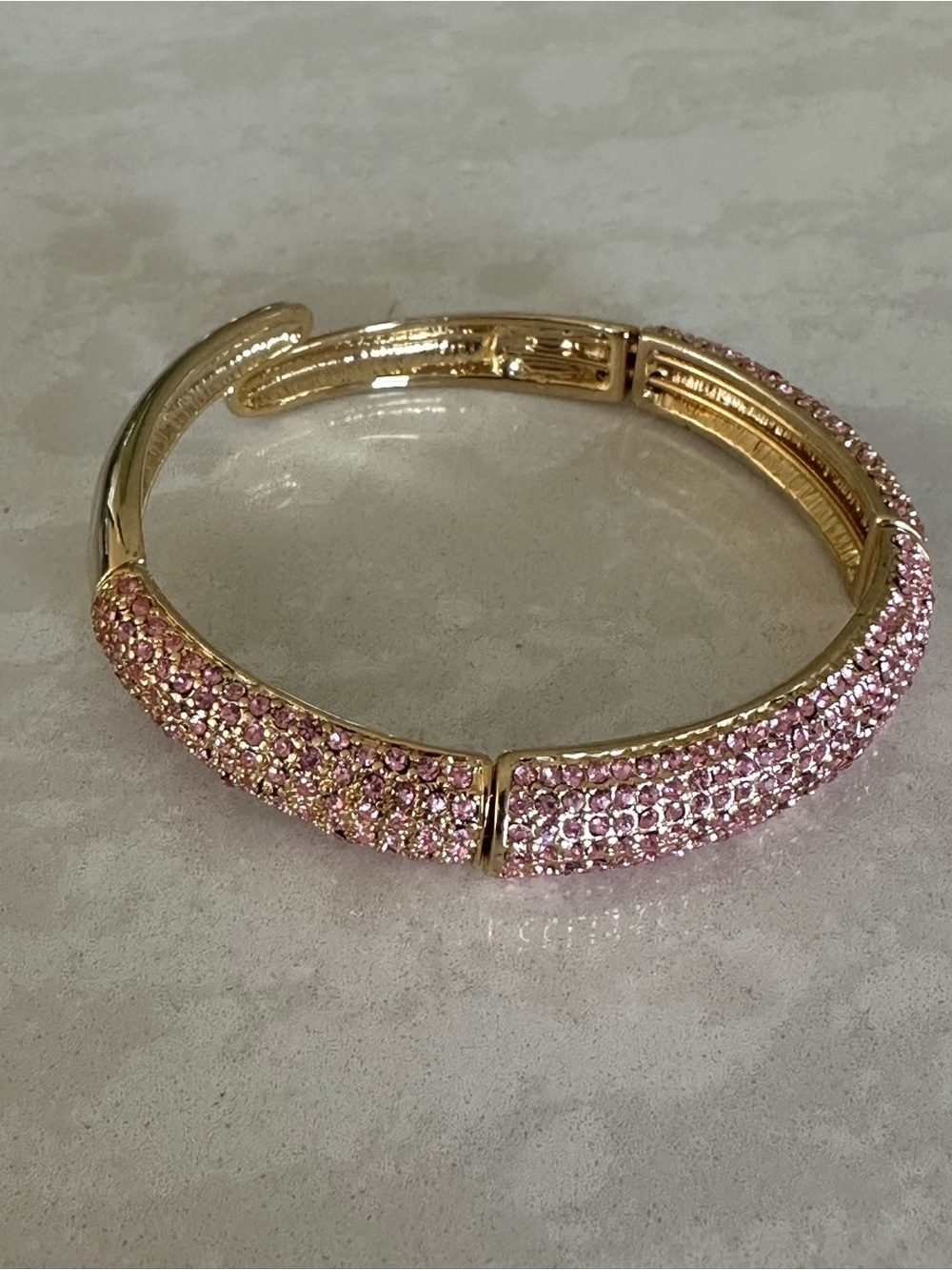 Gold-Tone Pink Crystal Pavé Hinged Bangle Bracelet